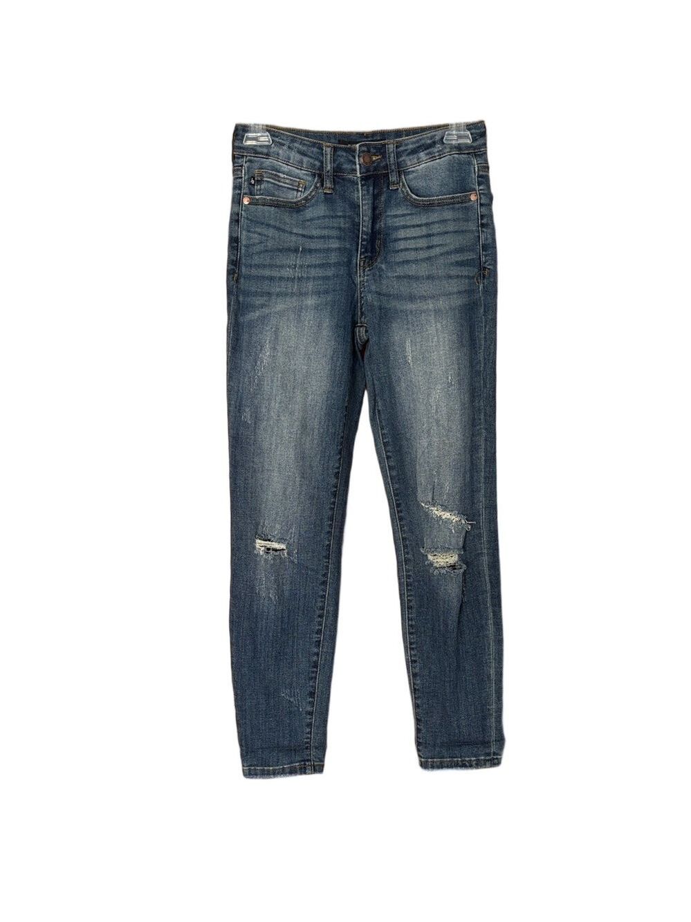 Judy Blue Distressed Relaxed Fit Stretch Mid Rise Ankle Jeans Size 26